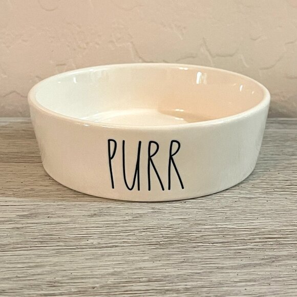 New Rae Dunn Purr Dish Pets Cats Artisan Collection Food Water - Picture 1 of 6